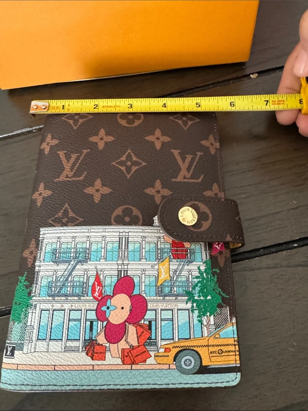 Brown Monogram  Card Holder with Colorful Street Scene read b4 buying